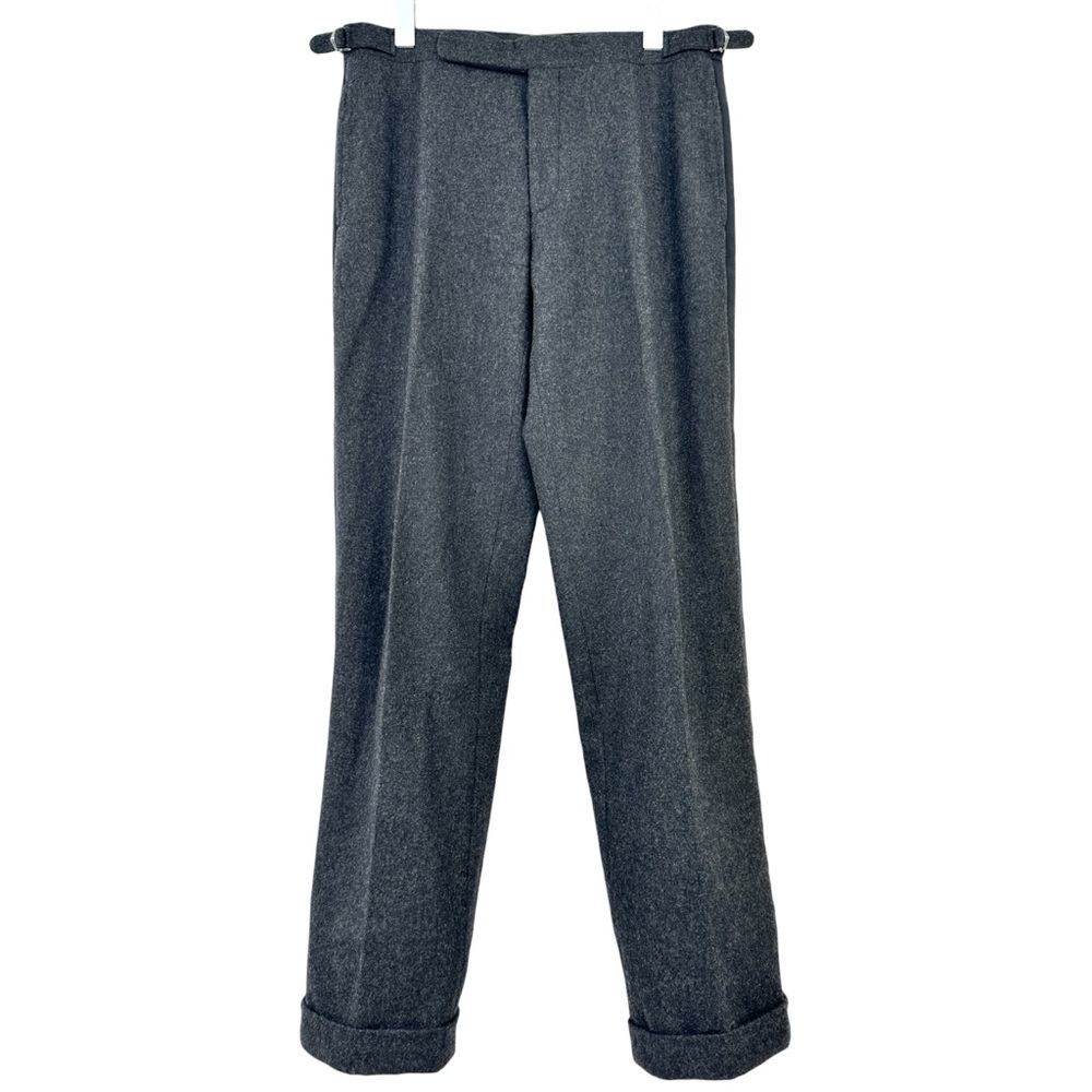 Vintage Polo Ralph Lauren Dark Gray Side Stripe Virgin Wool Trousers Pants sz 32